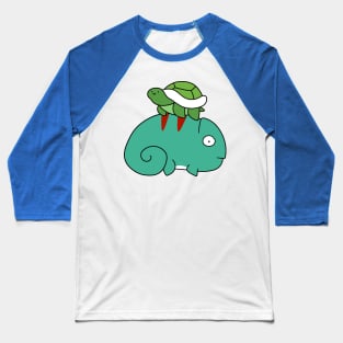 Chameleon and Tiny Turtle Baseball T-Shirt